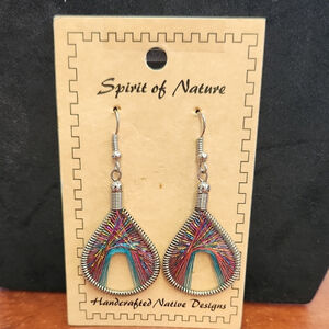 Bohemian Blue and Red Filigree Earrings